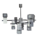 Sciolari chrome, stainless steel and structured glass chandelier