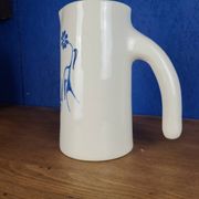 Modernist ceramic pitcher, signed polychrome decoration