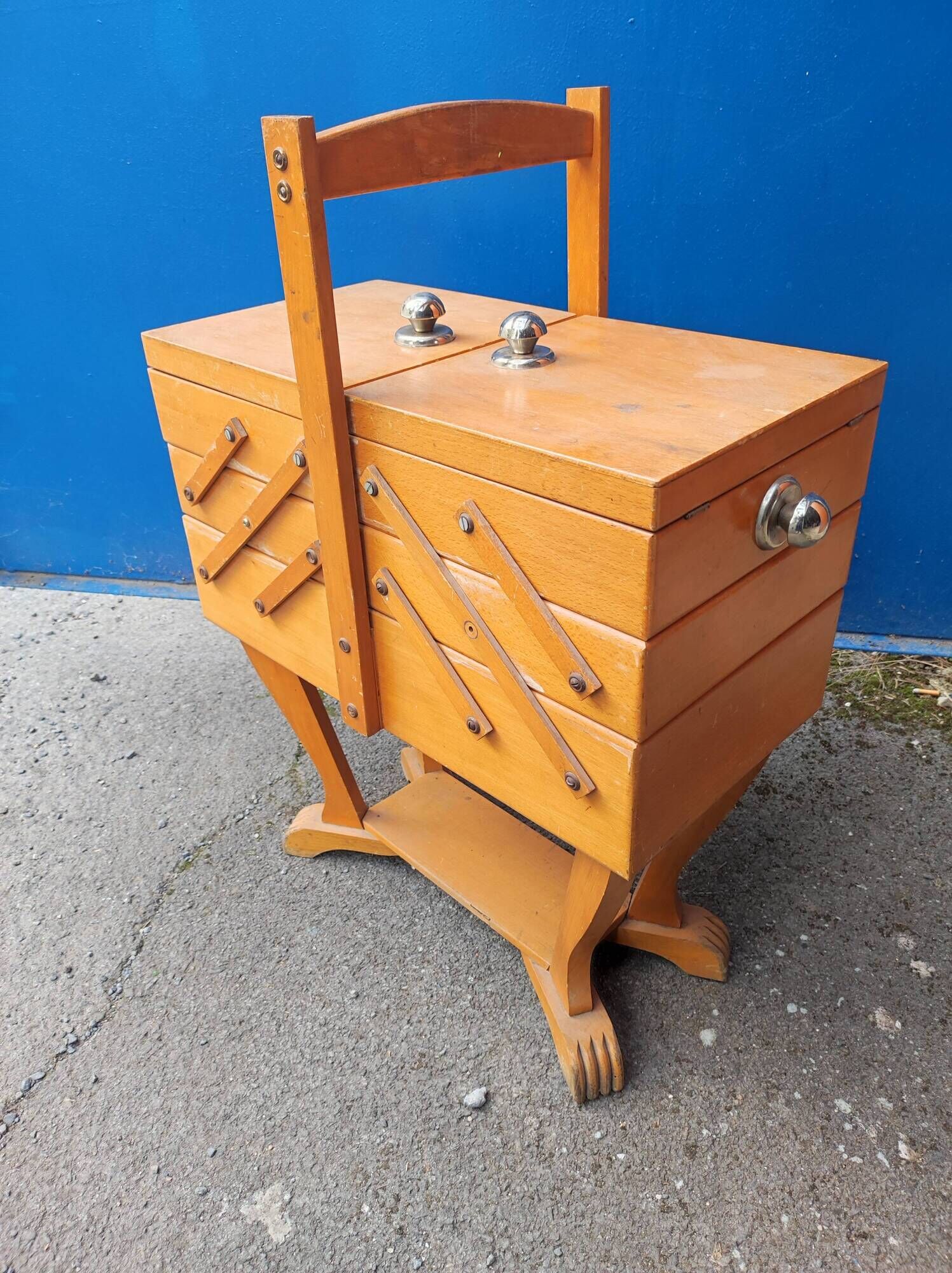 Ancienne Boîte à Couture En Bois - Travailleuse Vintage - Occasion Avec Imperfections