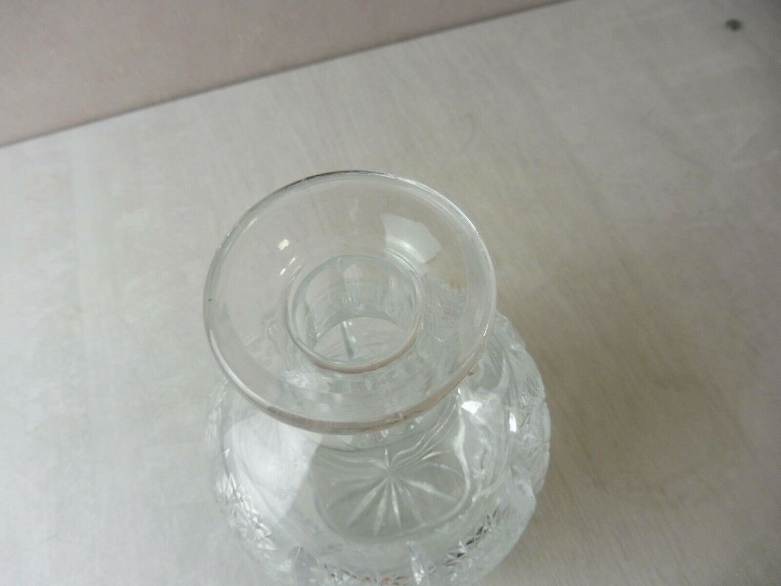 Old carved crystal decanter, star décor