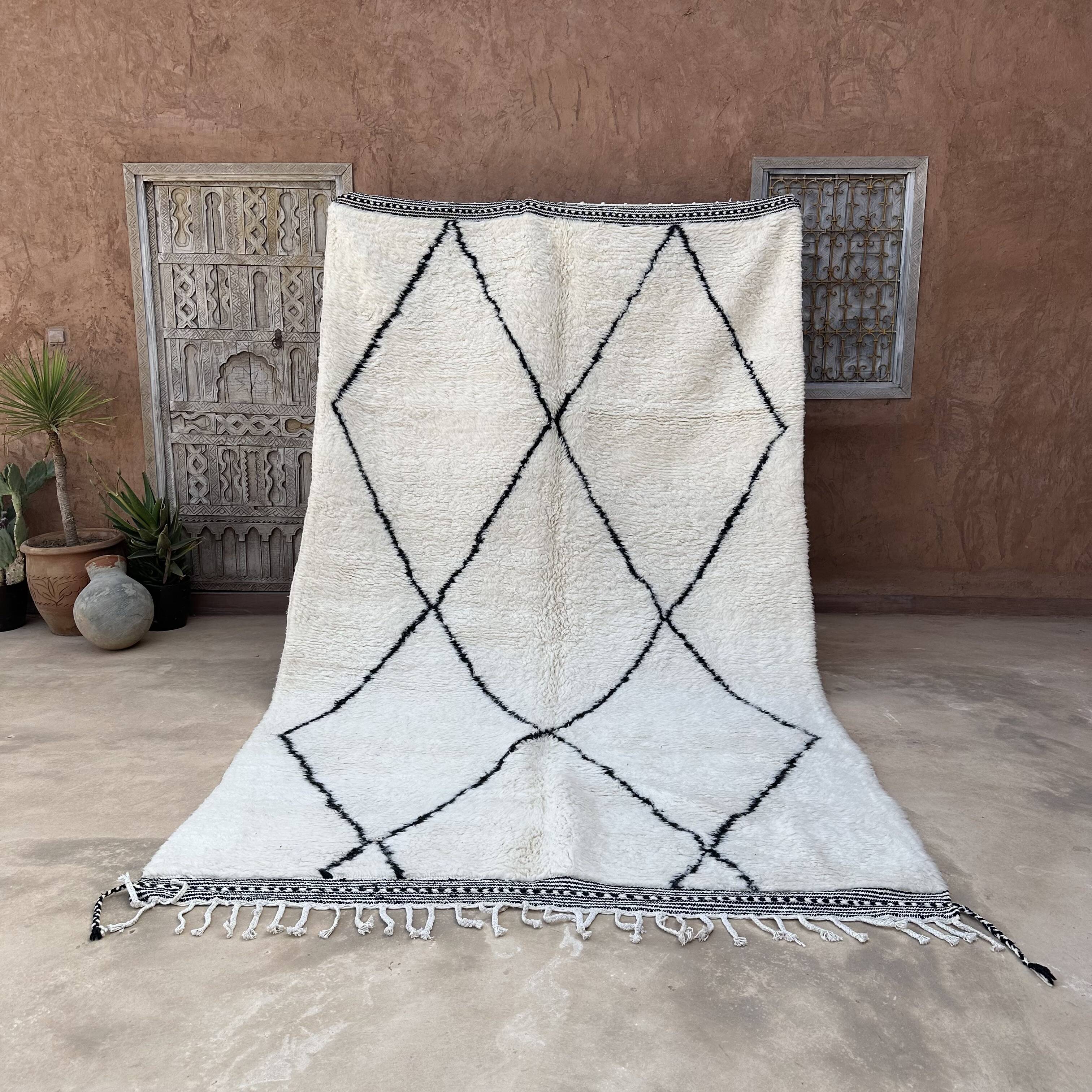 Tapis Marocain Beni Ourain blanc - 347 x 202 cm