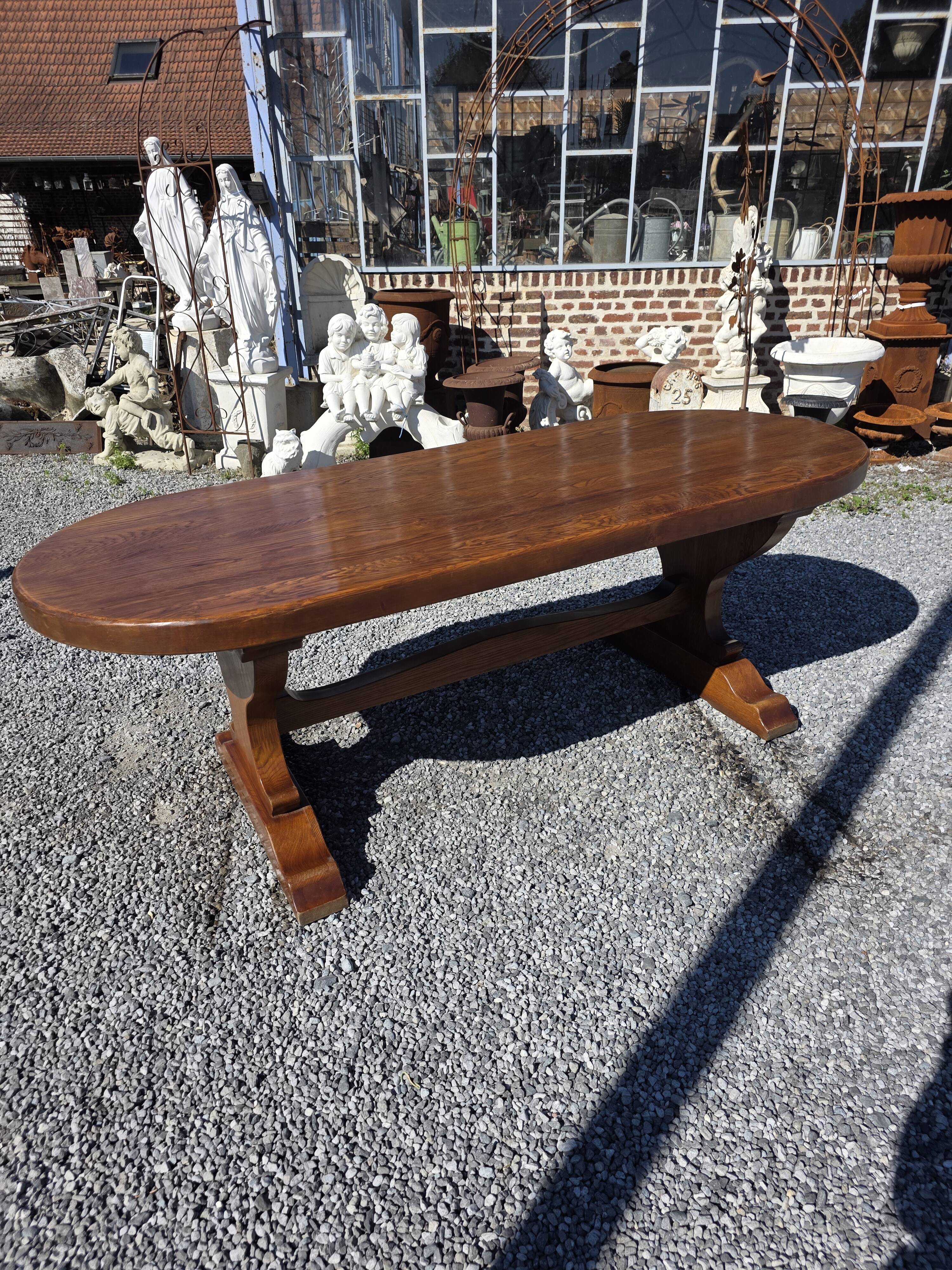 Solid oak farmhouse table, 220×90cm