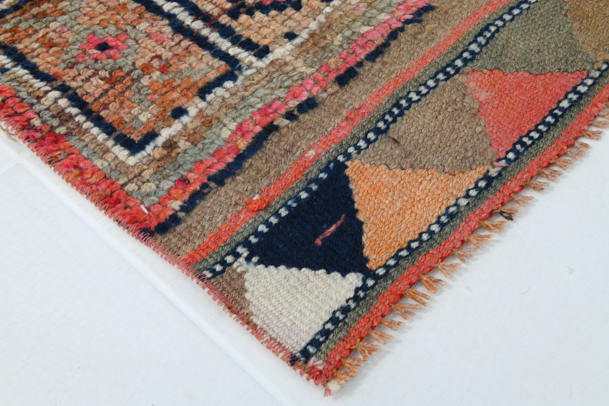 Navy Blue & Green Vintage Runner Rug, 80x323Cm