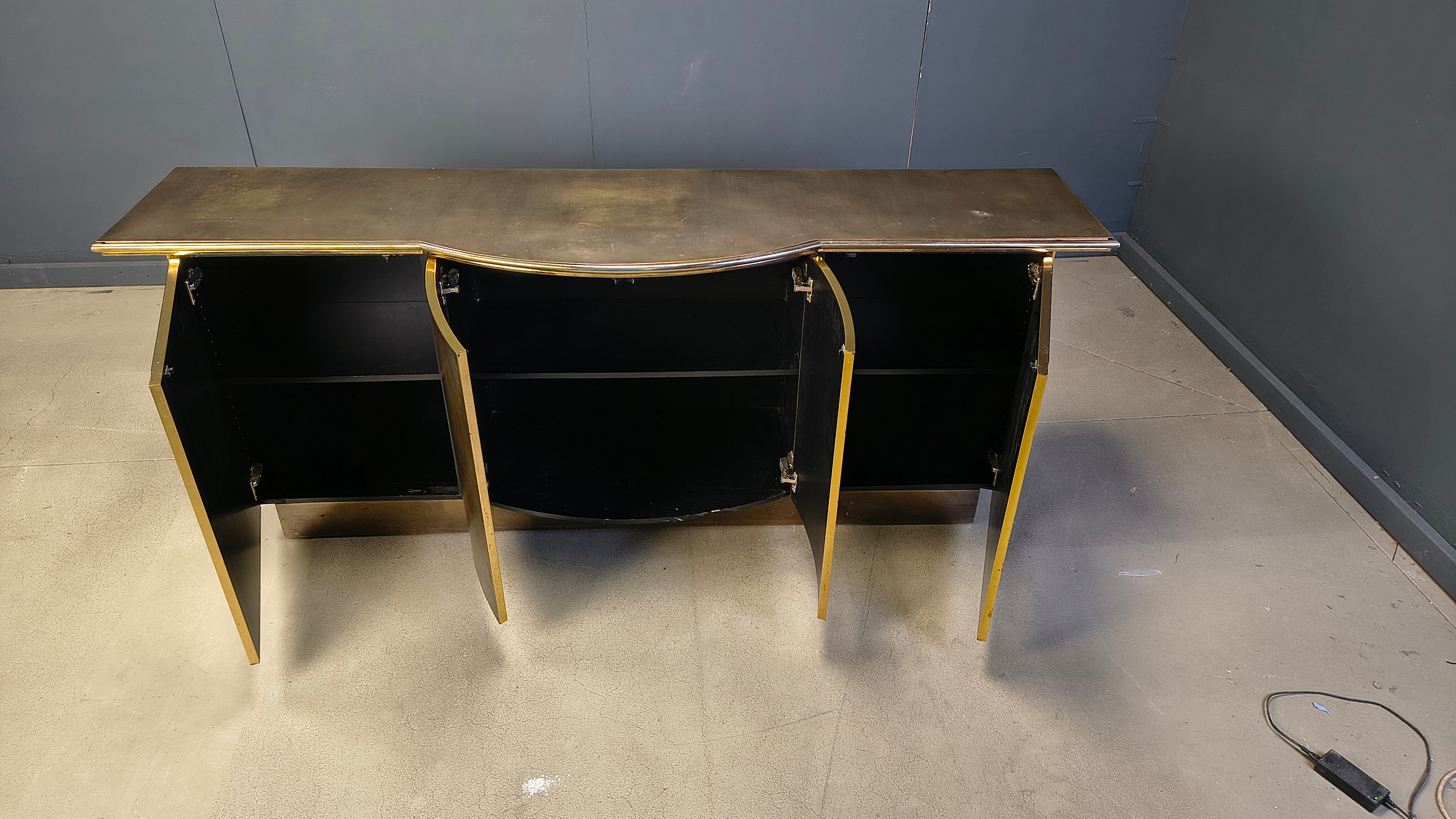 Brass credenza by Belgochrom, 1980s