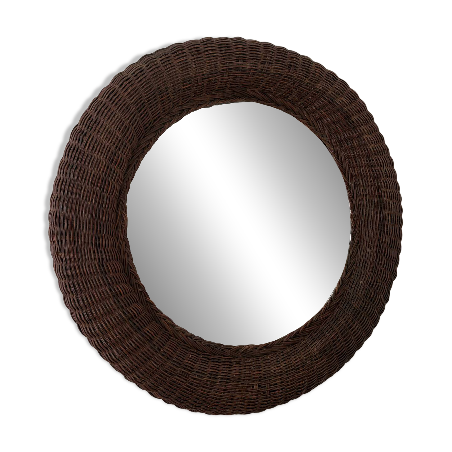 Mid-century wicker and rattan mirror