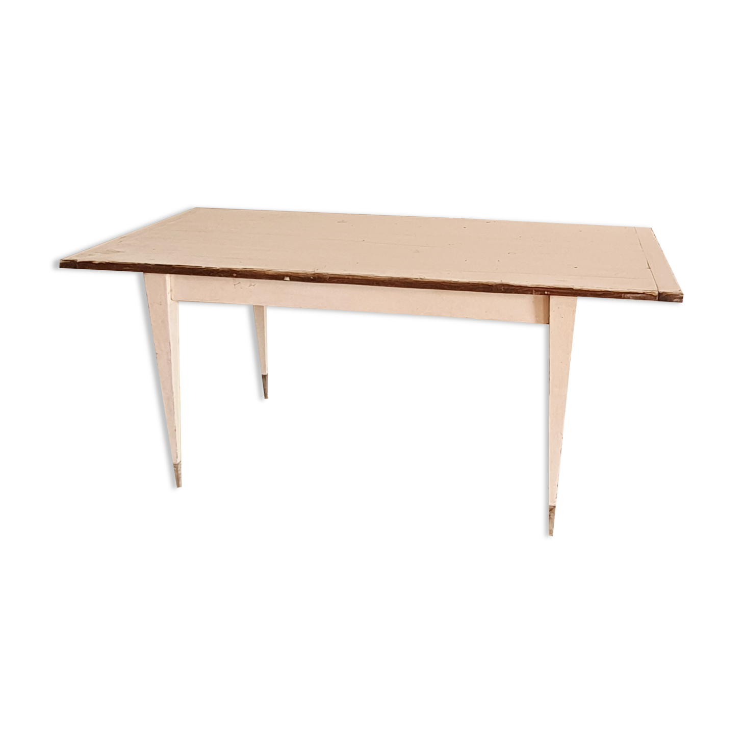 Old farmhouse table metal compass base