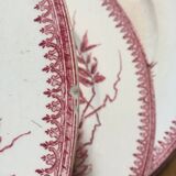 Assiette FF Pexonne Terre de Fer décor rose oiseaux XIX