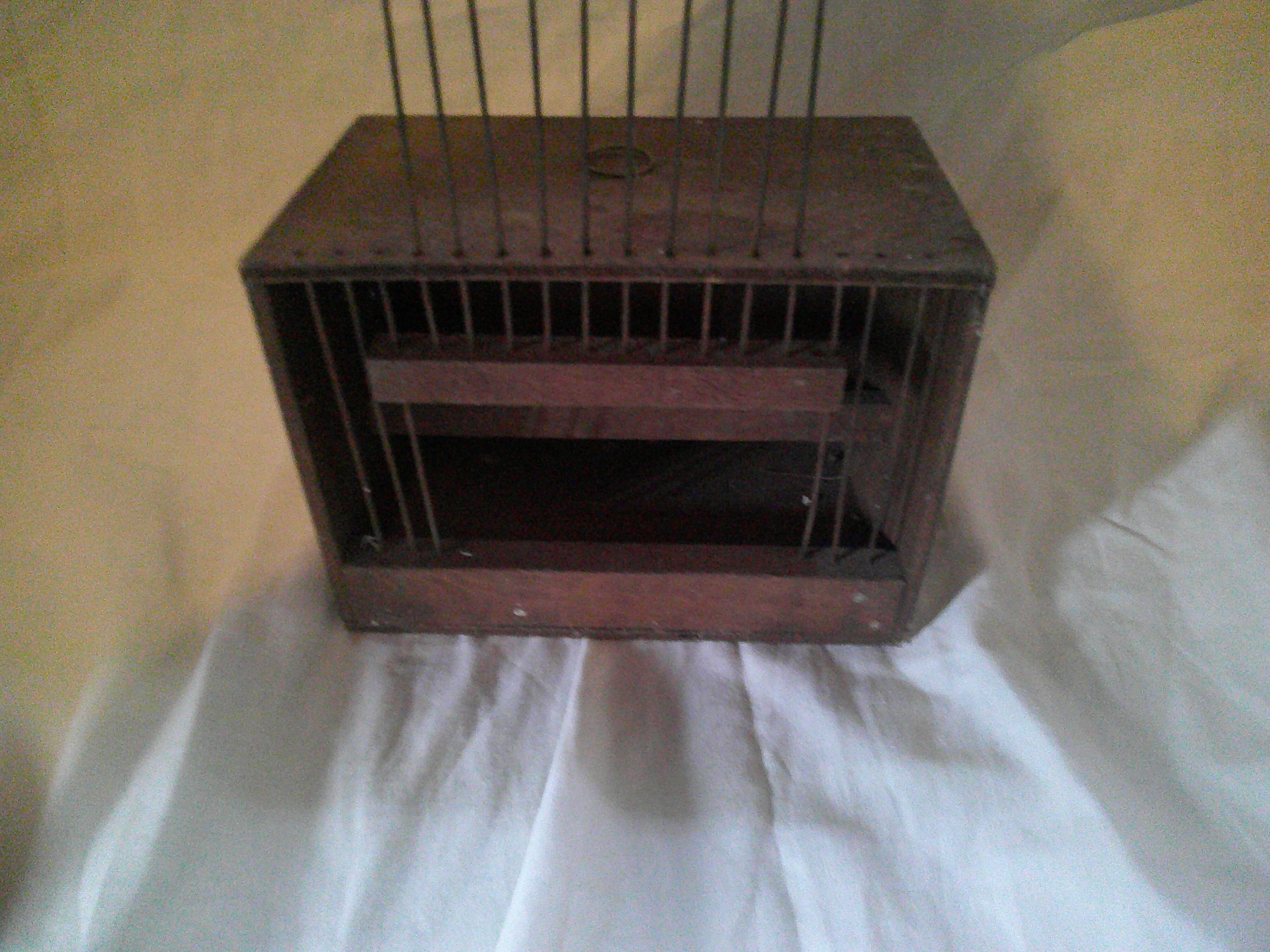 Antique small wooden bird transport cage