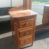 Art Deco dressing table in walnut and red Languedoc marble
