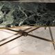 Brass coffee table and green marble 70 years