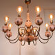 Mid-century brass and glass chandelier