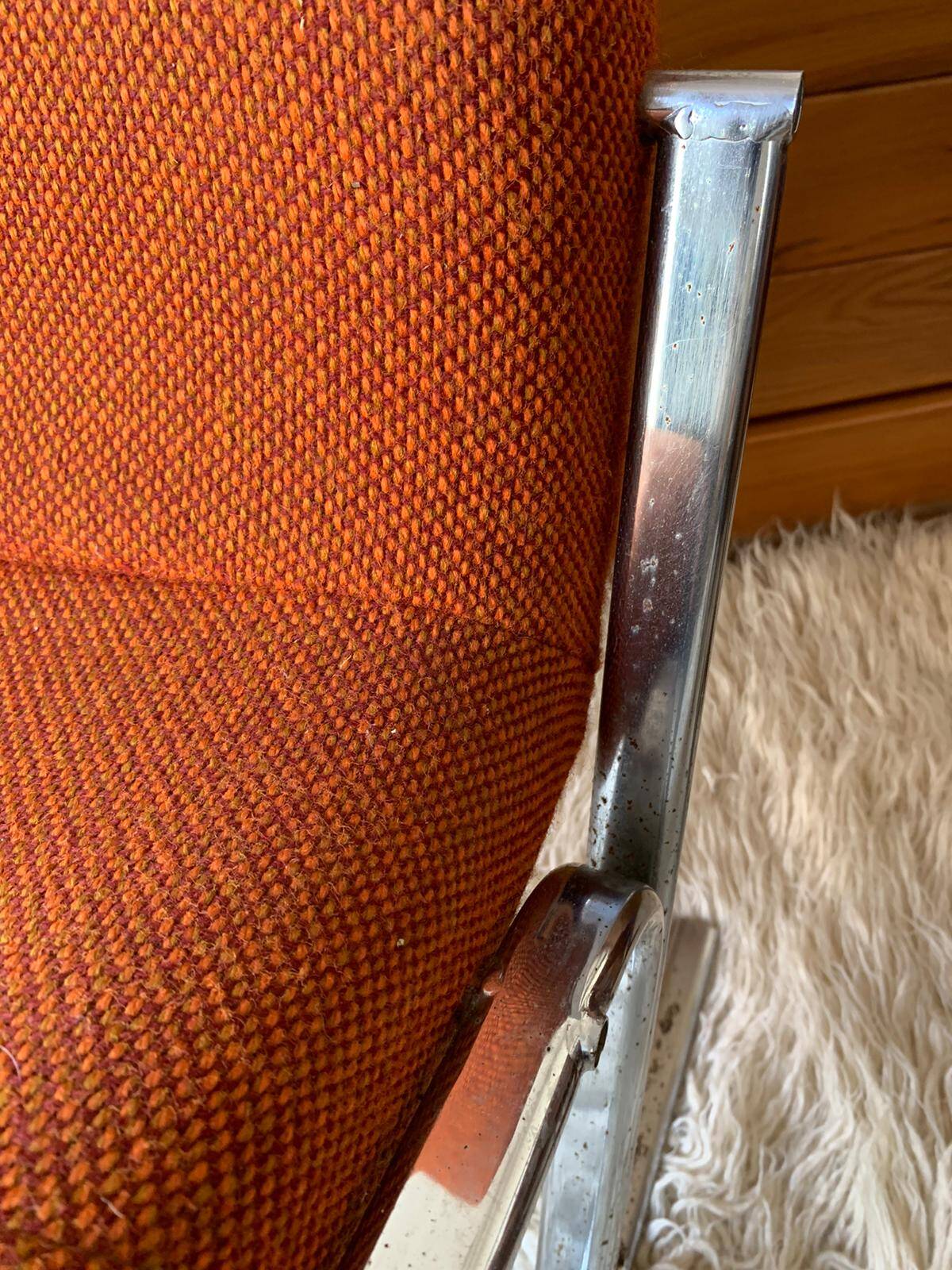 Fauteuil vintage en tweed orangé