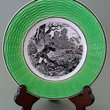 Old plate captioned "Battered with deer", Digoin-&-Sarreguemines