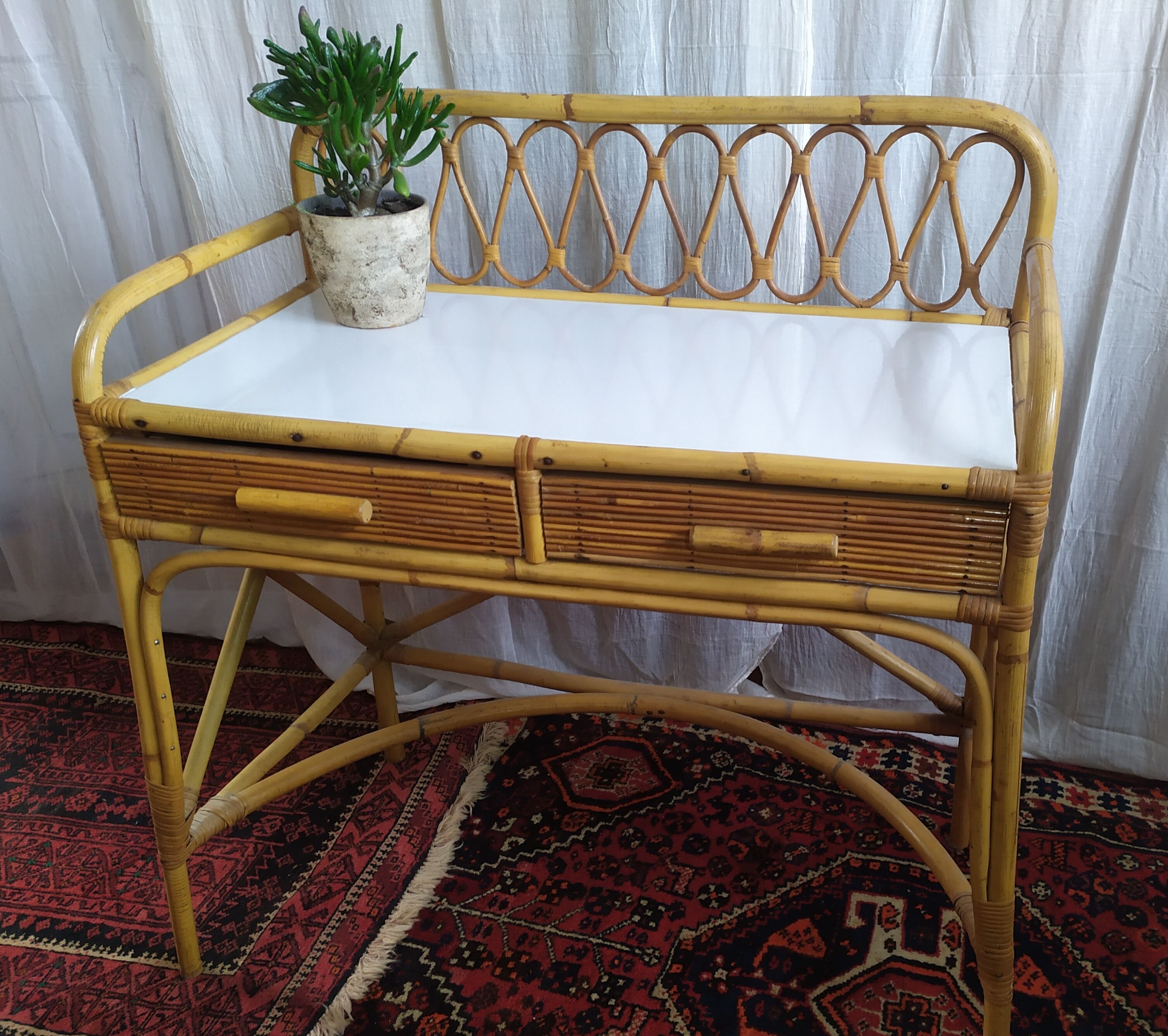 Vintage bamboo and rattan desk