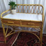 Vintage bamboo and rattan desk