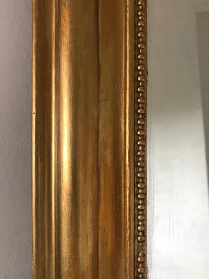 Miroir ancien Louis Philippe perlé doré vintage 56x80cm