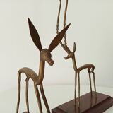 Pair of antique bookends in solid oak and brass from the 1960s