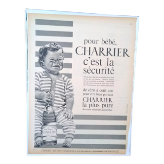 Publicité papier eau minérale Charrier