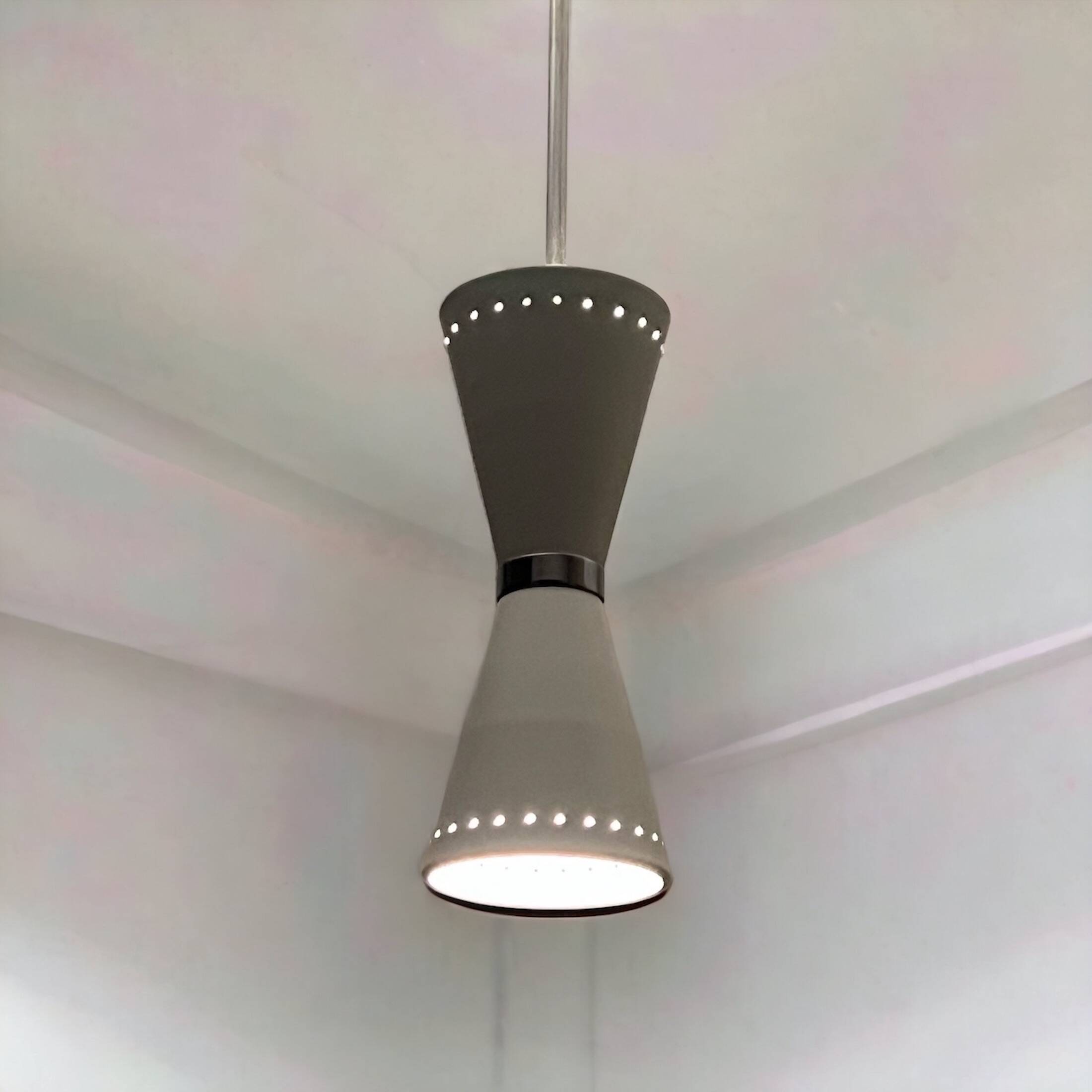 Rare Vintage Lacquered Metal Hanging Lamp, Italy 1960s