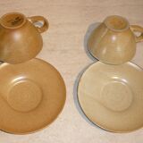 CNP Village stoneware cups and sub-cups