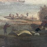 Oil on canvas "Seascape and Mountains" 19th century