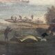 Oil on canvas "Seascape and Mountains" 19th century