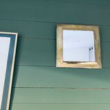 Old square mirror in gilded brass 32x32cm