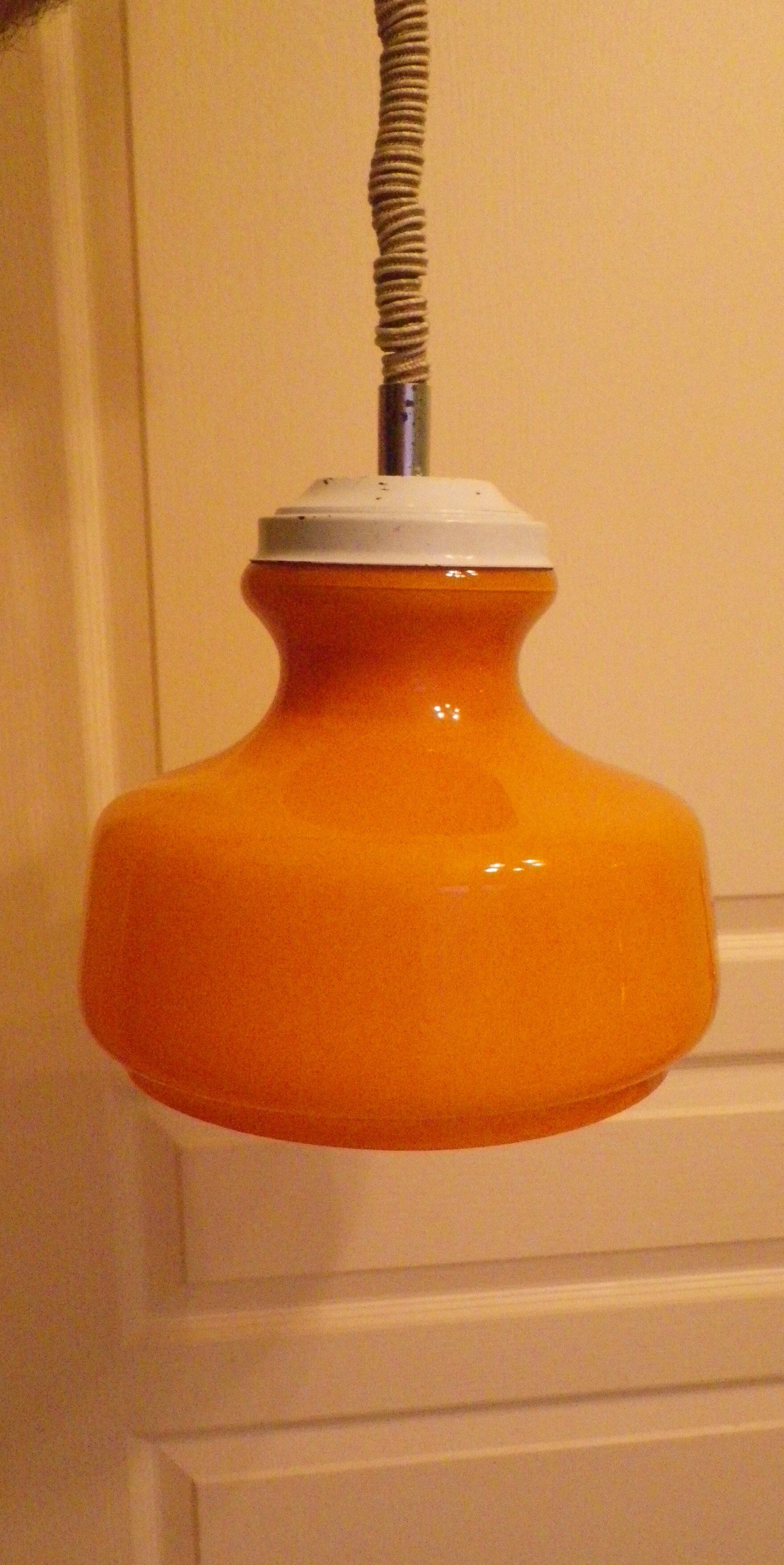 Suspension mounted downhill in orange, metal, glass - 60s