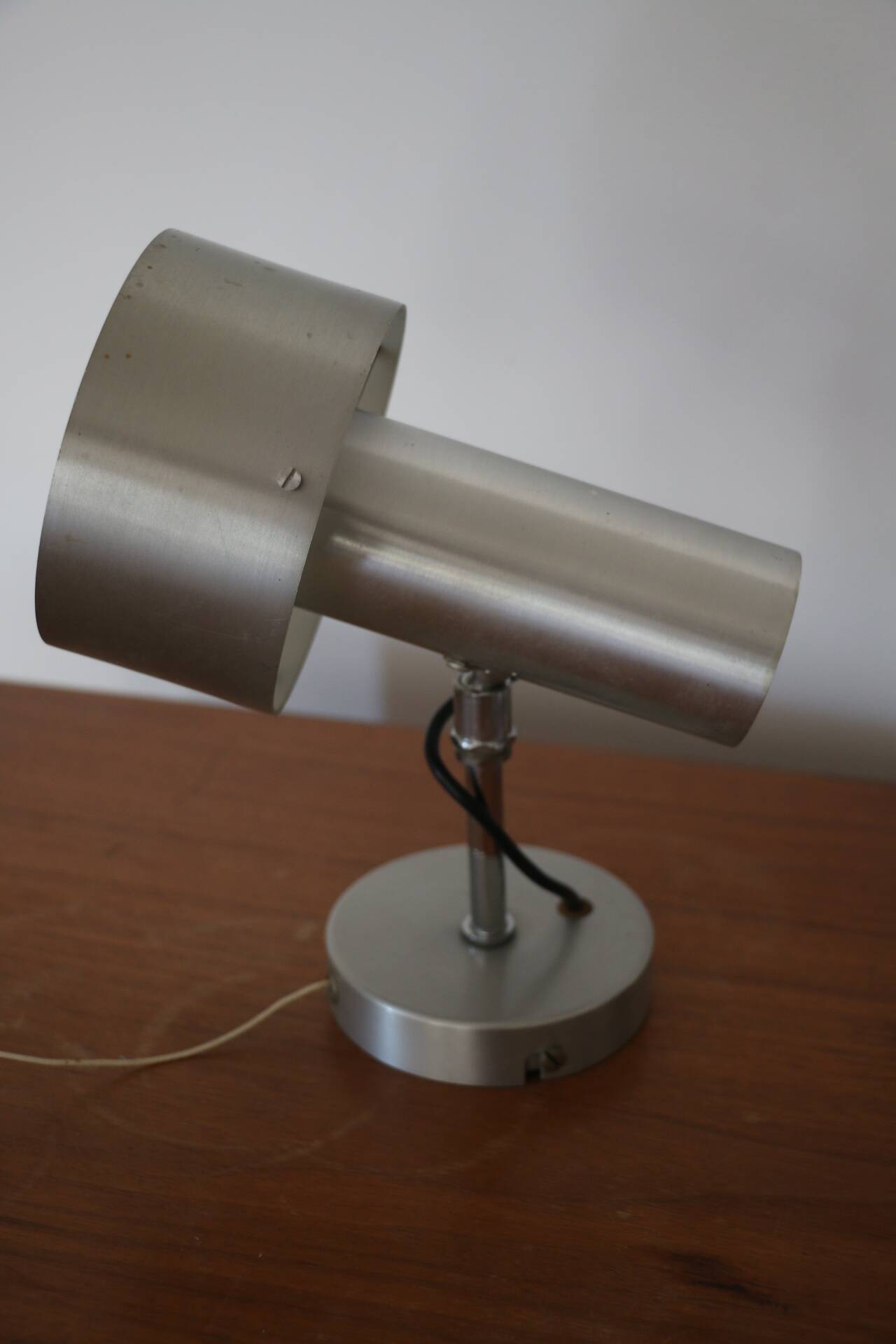 Pair of brushed metal wall lights 1970