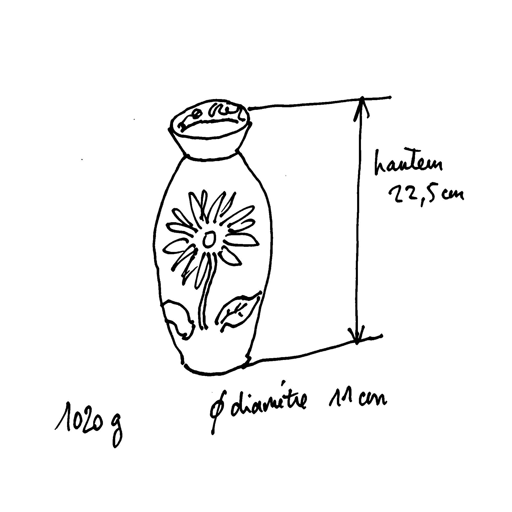 Lava vase floral decoration signed