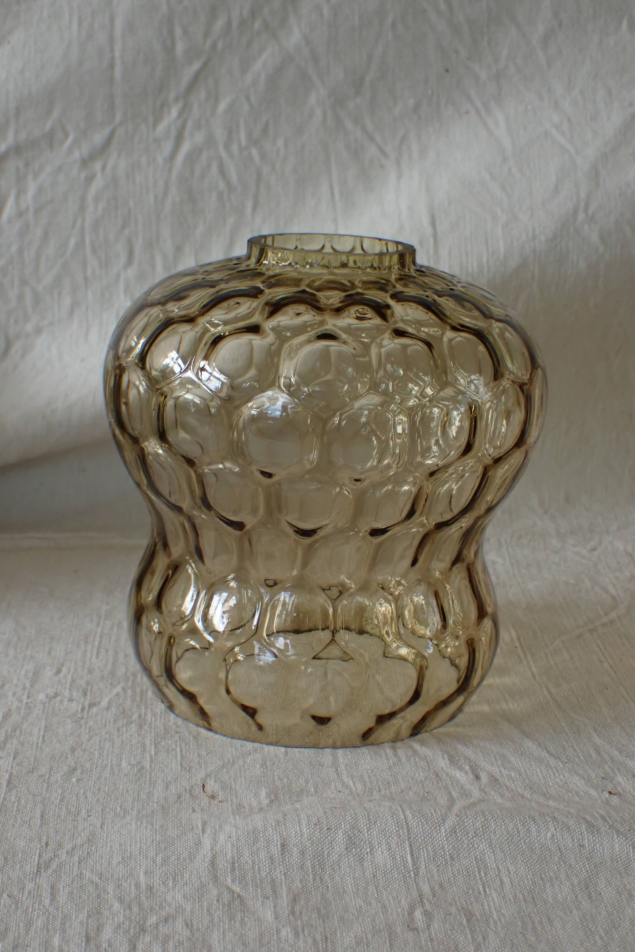 Amber glass globe for lighting - honeycomb relief