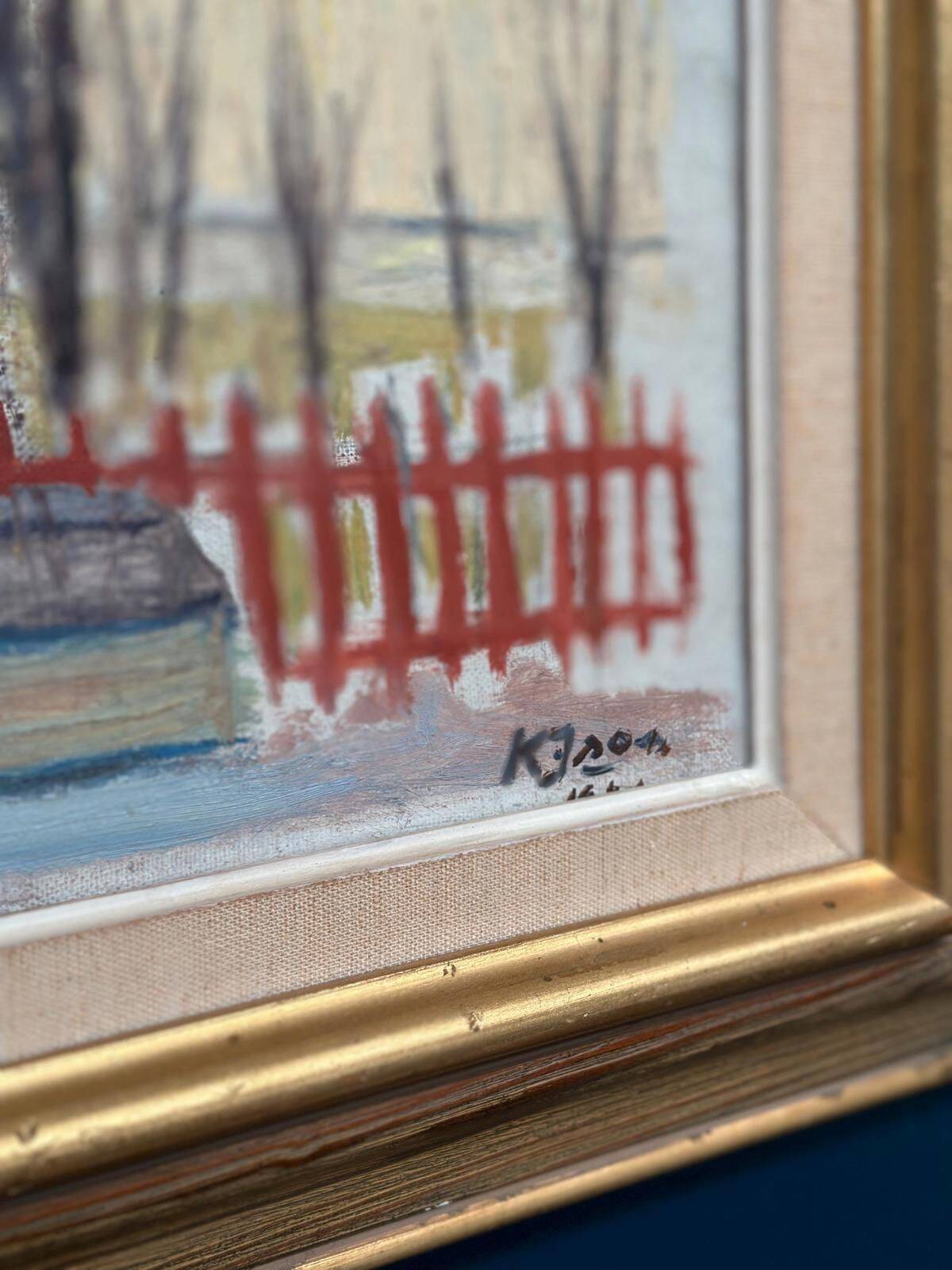 Huile sur toile originale suédoise – « årstadal, Stockholm » – Datée de 1944 – Vintage et encadrée