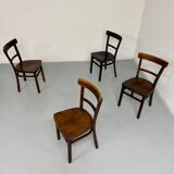 Lot de 4 chaises de bistrot thonet années 50 vintage bois