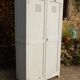 Wardrobe / Old industrial patinated wooden locker / Workshop furniture