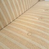 Slaapbank beige gestreept met houten frame