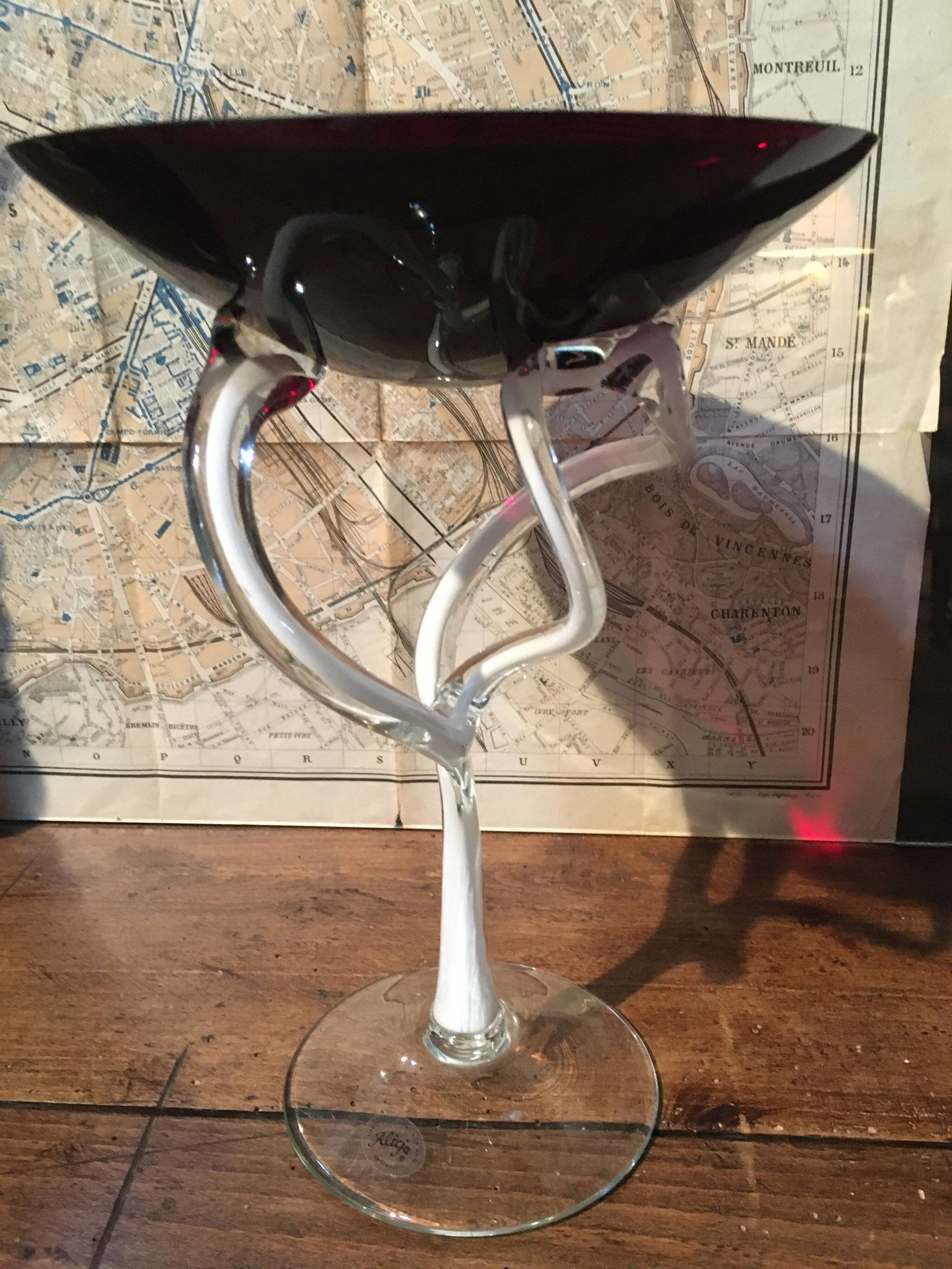 Coupe en verre étiré "Alicja" Pologne années 70