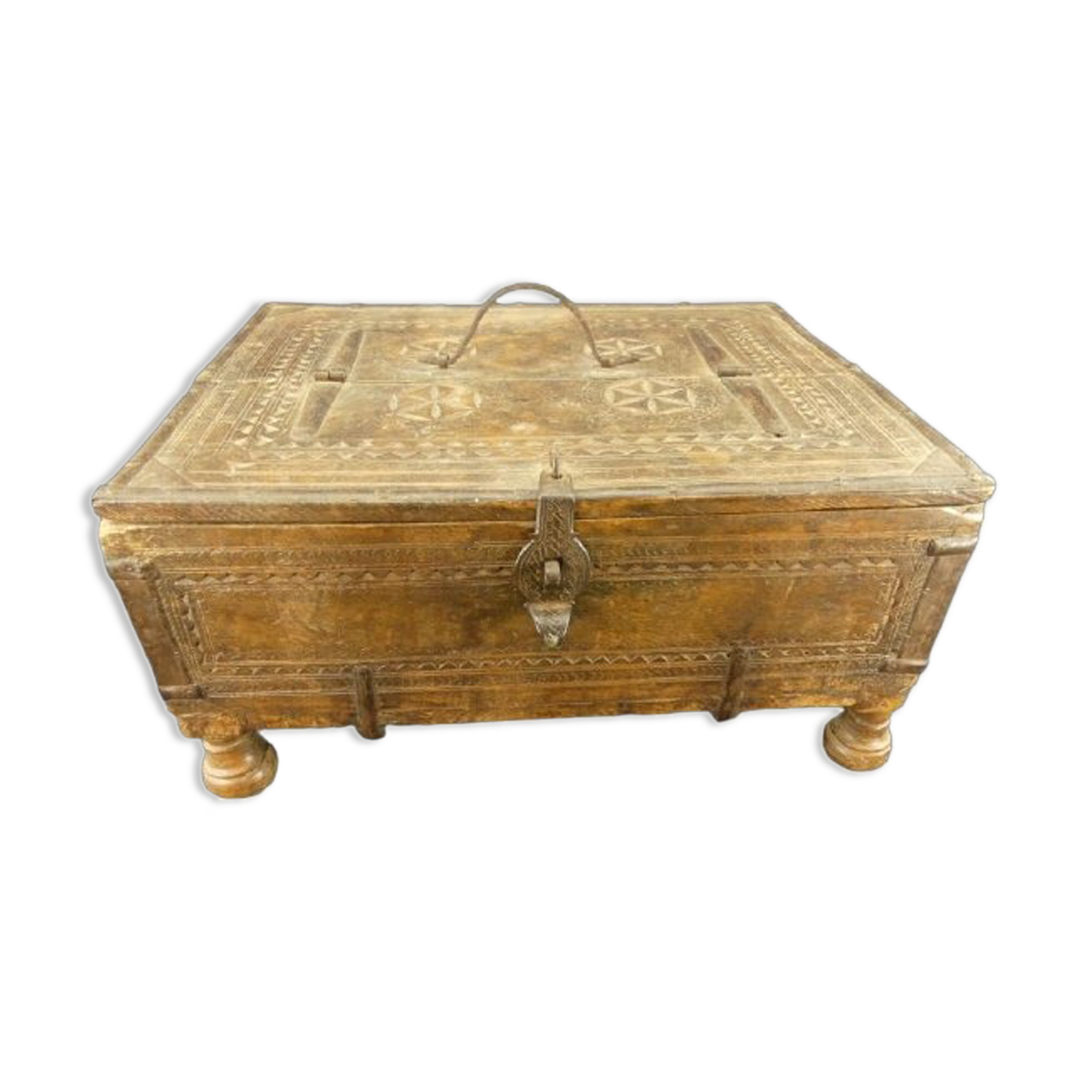 Old wedding chest in carved wood Nepal or India