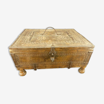 Old wedding chest in carved wood Nepal or India