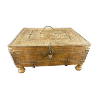 Old wedding chest in carved wood Nepal or India