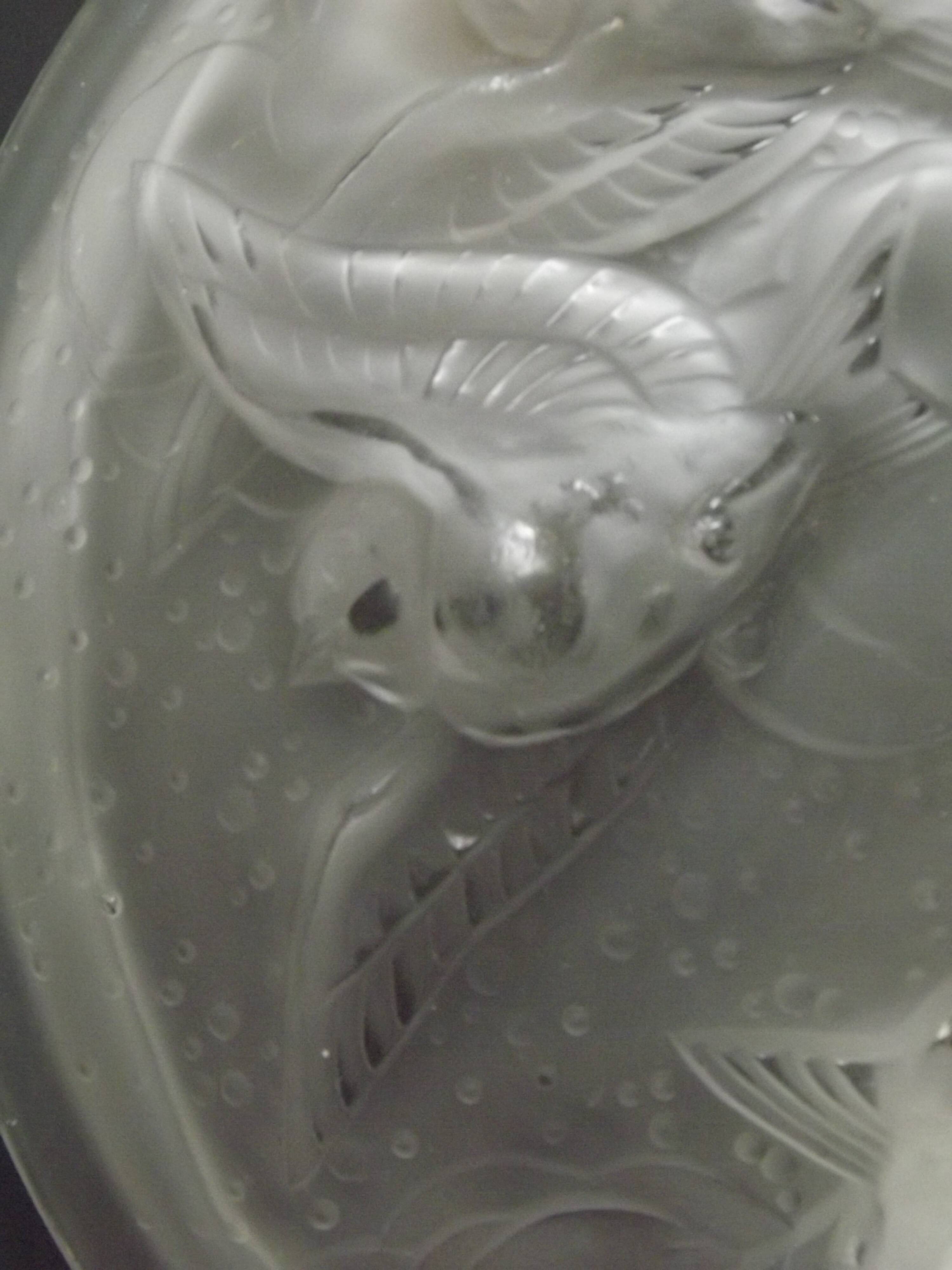 Signed Muller Frères Lunéville Art Deco Ceiling Light Flying Bird Detail