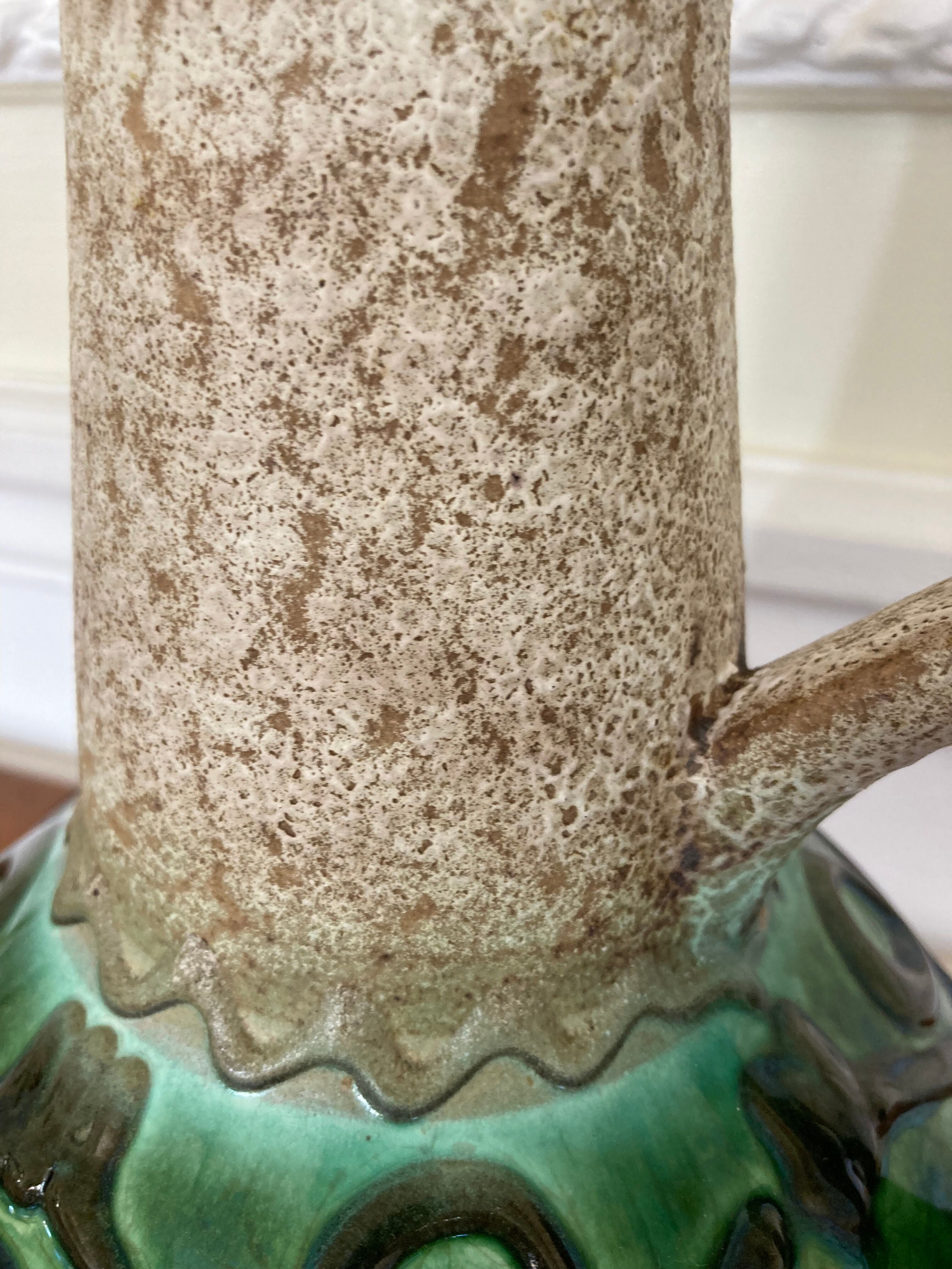 Emerald glazed ceramic pitcher vase