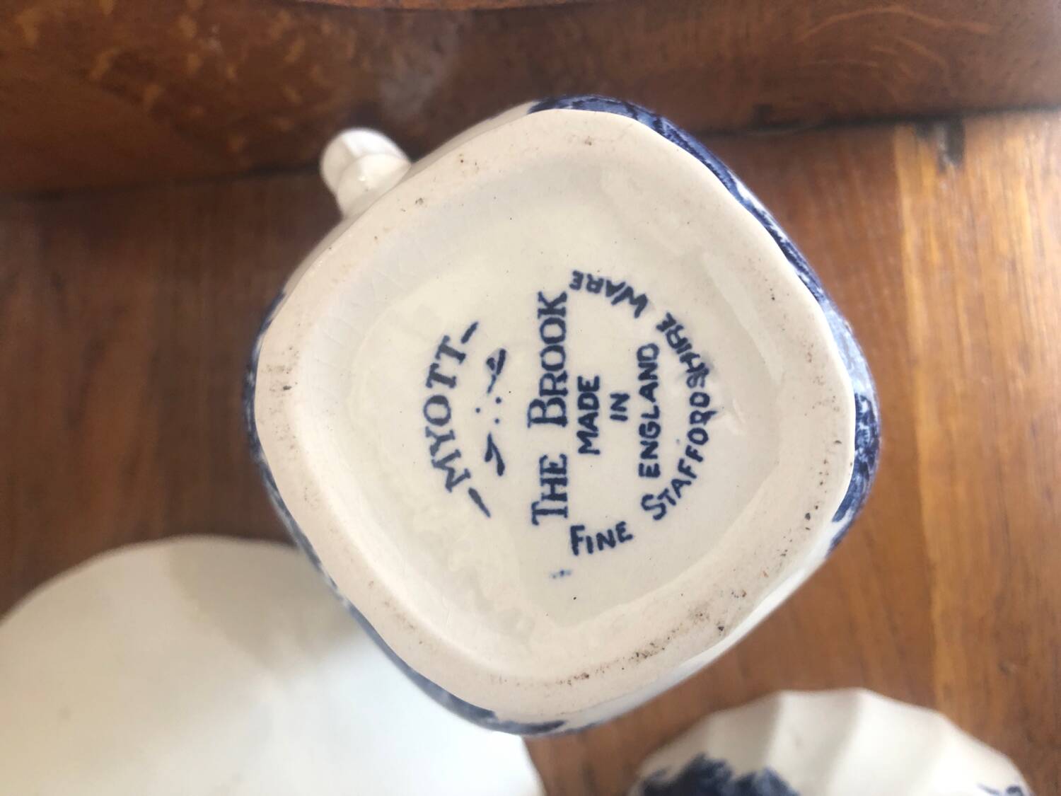 Old tea service the brook myott white ceramic blue decor england