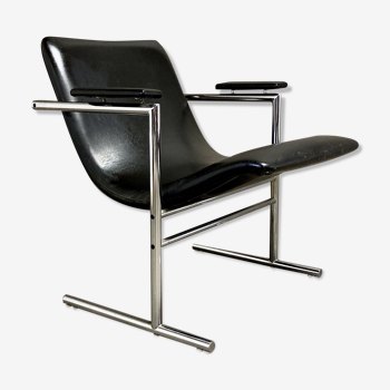 Fauteuil Rudi Verelst cuir et chrome design 1960