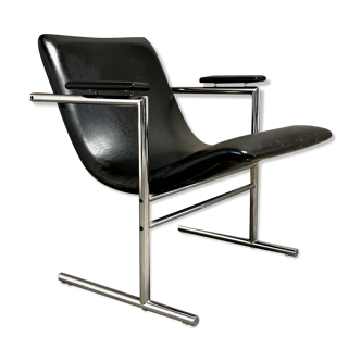 Rudi Verelst leather and chrome 1960 design chair