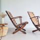 Pair of antique wooden deckchairs - Clairitex antique armchairs