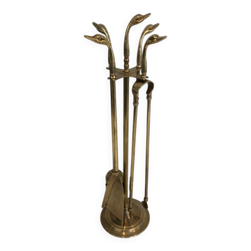 Brass Fire Necessary with Duck Head Handles on Base. In the Go