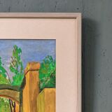 Mid-century modern swedish "the pathway" vintage framed watercolour