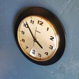 Vintage formica clock round silent wall clock "Bayard golden black"