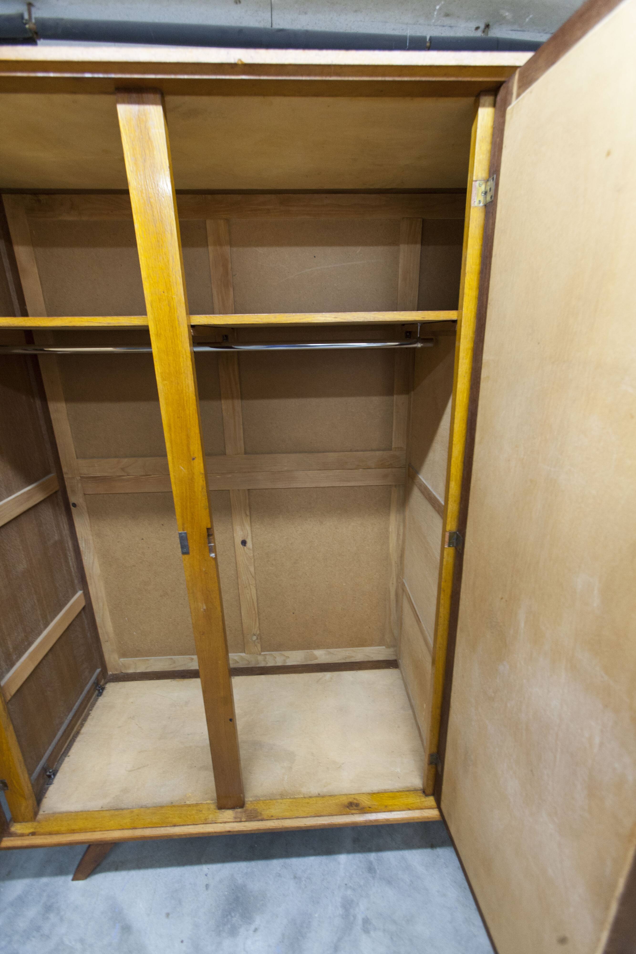 French wardrobe with tapered legs, 3 doors, 120cm hanging rail, new.
