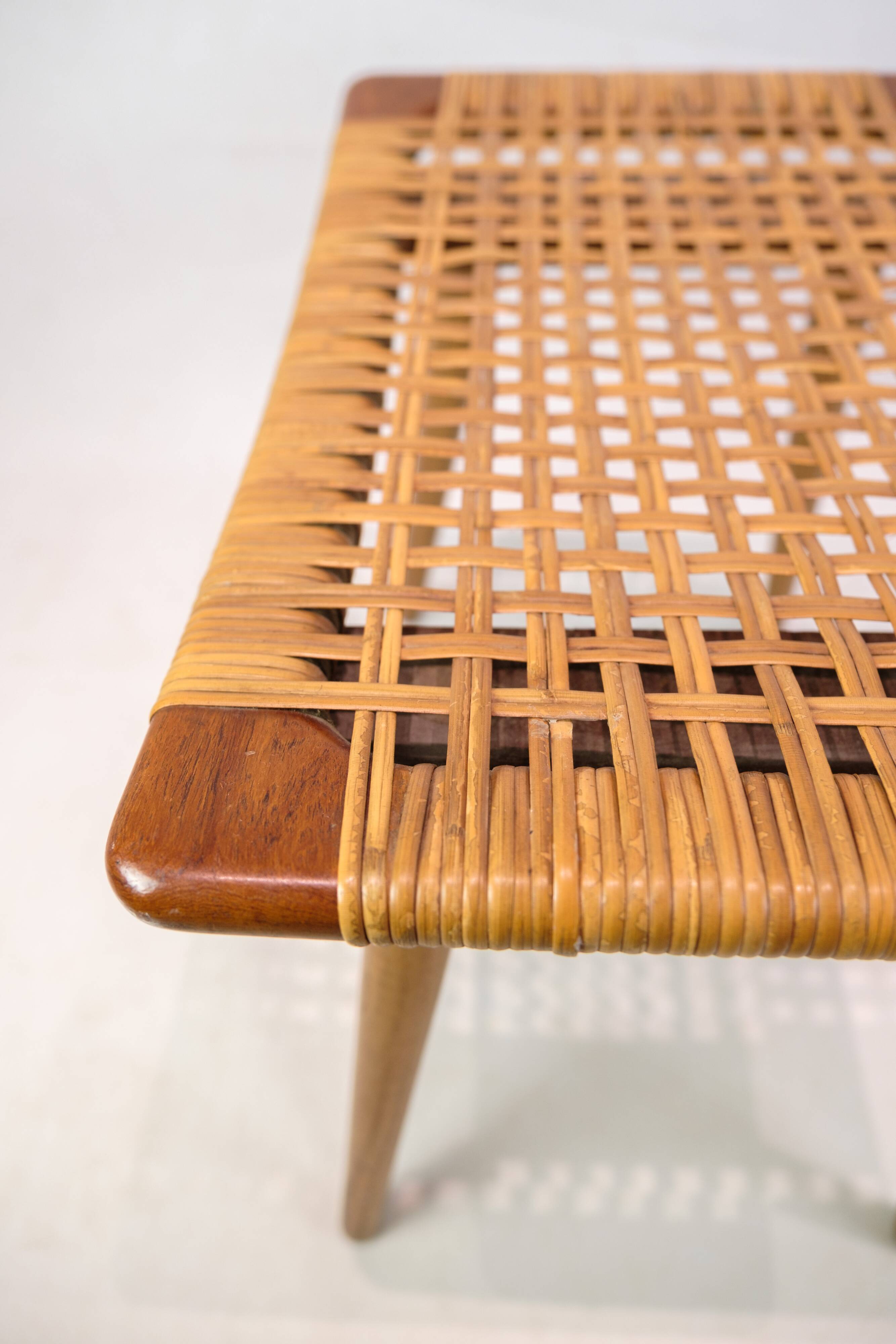 Stool - Teak - Cane weave - Danish design - 1960s.